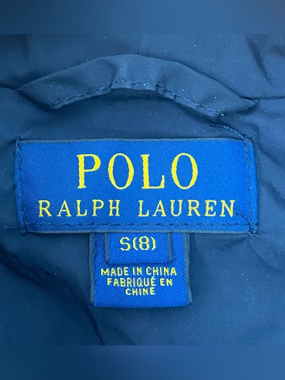 Polo Ralph Lauren Navy Blue Quilted Puffer Jacket Embroidered Logo Size Small 8